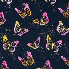 jersey di cotone Farfalle | Glitzerpüppi – blu notte/pink, 