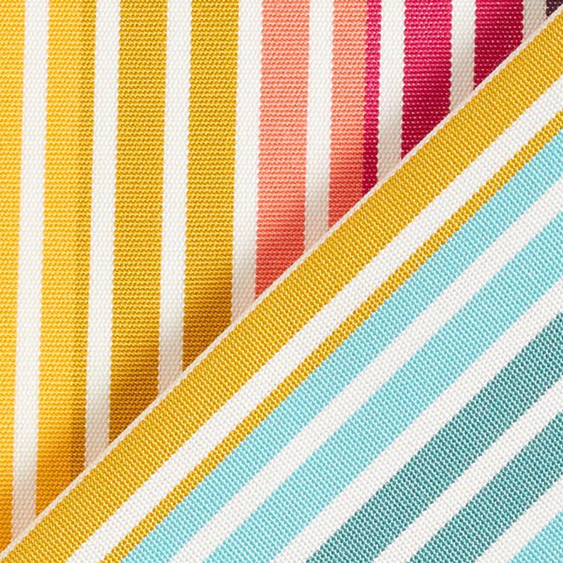 Tessuti da esterni canvas righe rétro – giallo/turchese, image number 5