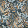 tessuto arredo mezzo panama Foglie Paisley – grigio blu,  thumbnail number 1