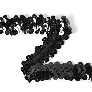 Bordura elastica con paillettes (20mm) 12, nero, 