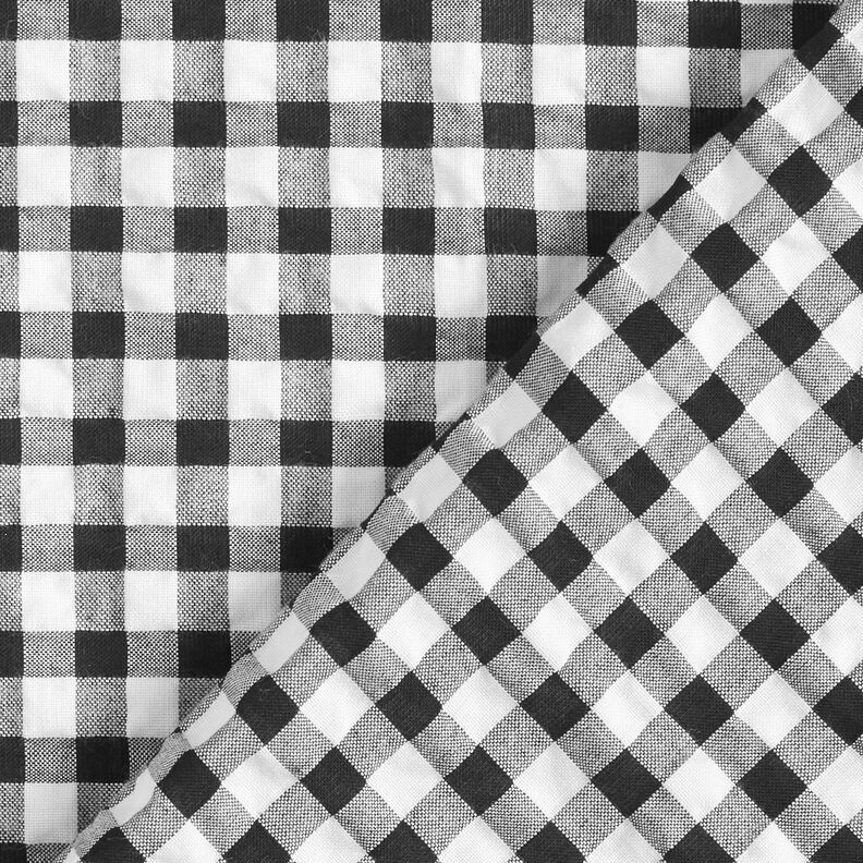Seersucker a quadretti Vichy grandi – bianco/nero,  image number 4