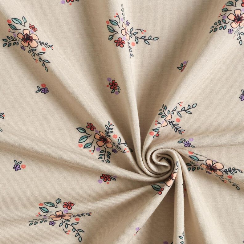 GOTS jersey di cotone Fiori sparsi | Poppy Fabrics – mandorla,  image number 3