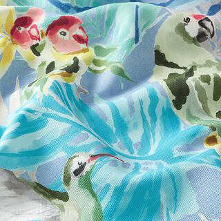 Tessuti da esterni canvas Uccelli tropicali – azzurro/turchese, 