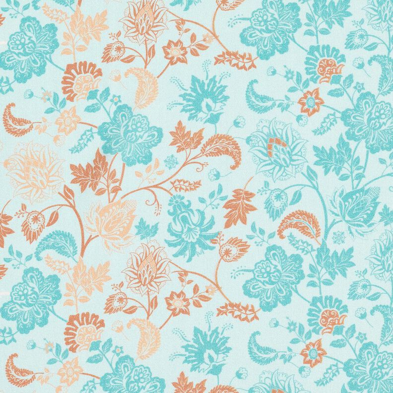 viscosa voile Disegno di bordura floreale Paisley – blu, image number 5