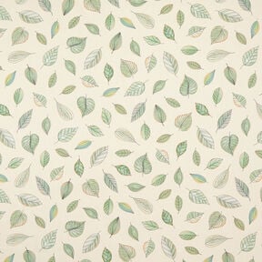 tessuto arredo mezzo panama Foglie disegnate – beige chiaro/canna palustre, 