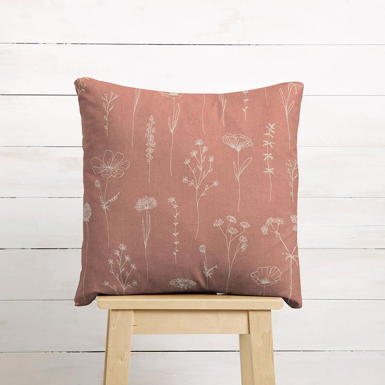 tessuto arredo mezzo panama Delicati fiori – rosa anticato,  image number 9