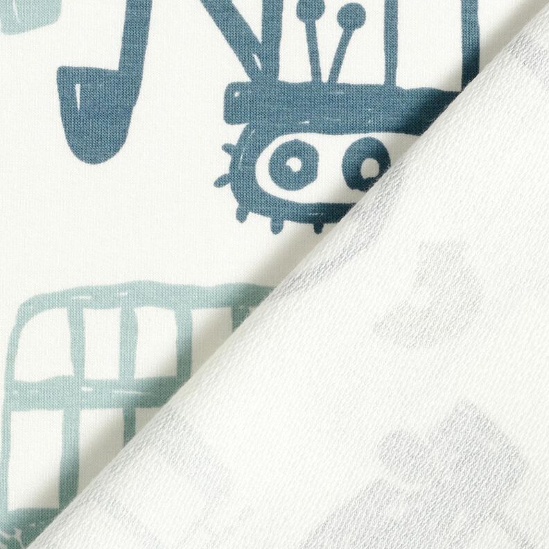 French terry, felpa estiva Veicoli scarabocchiati &ndash; bianco/blu,  image number 4