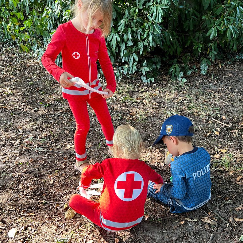 French terry, felpa estiva Tessuto con bordura essere medico d'urgenza un giorno – rosso/grigio,  image number 7