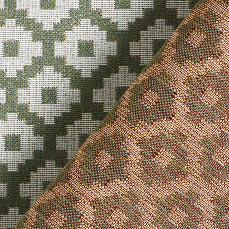 Tessuto jacquard da esterni losanghe – verde oliva,  image number 4
