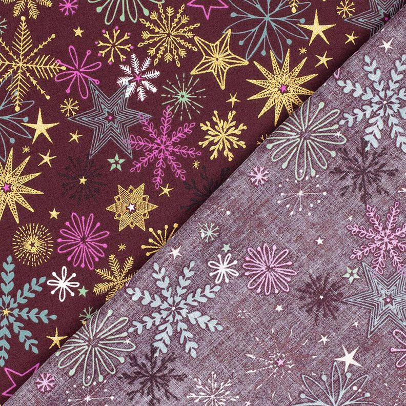 tessuto in cotone popeline Mix di stelle – rosso Bordeaux/oro, image number 4