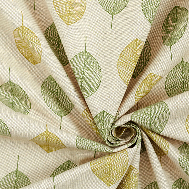 tessuto arredo mezzo panama  foglie – naturale,  image number 3