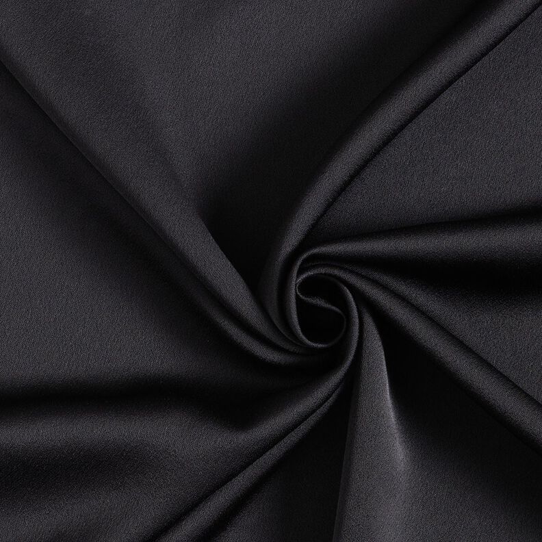 Satin di poliestere in tinta unita – nero,  image number 1