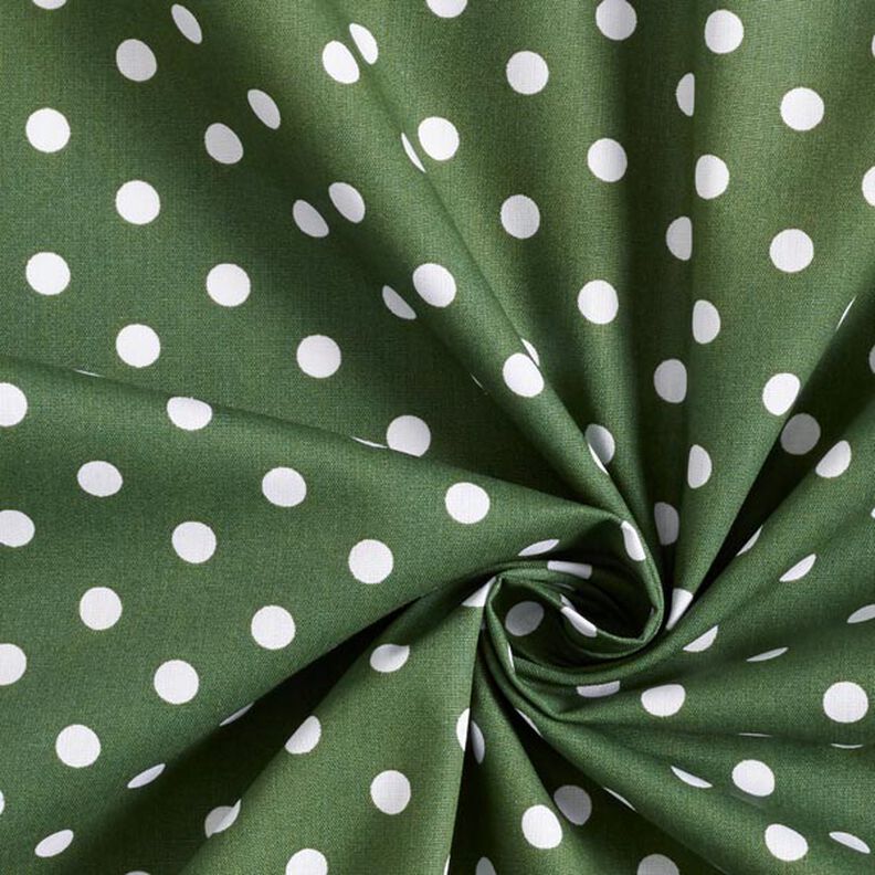 popeline di cotone grandi pois – verde scuro/bianco,  image number 5