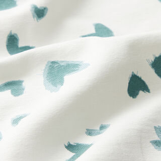 jersey di cotone Cuori dipinti – bianco lana/canna palustre, 