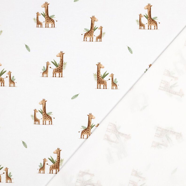 GOTS jersey di cotone famiglia di giraffe stampa digitale | Poppy Fabrics – bianco/marrone chiaro, image number 3