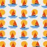 felpa garzata Barche a vela al tramonto – bianco/blu,  thumbnail number 1