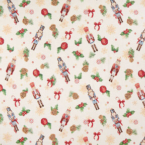tessuto arredo gobelin Schiaccianoci festivi – beige chiaro/rosso, 