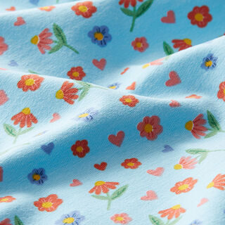 jersey di cotone prato fiorito e cuori – azzurro, 