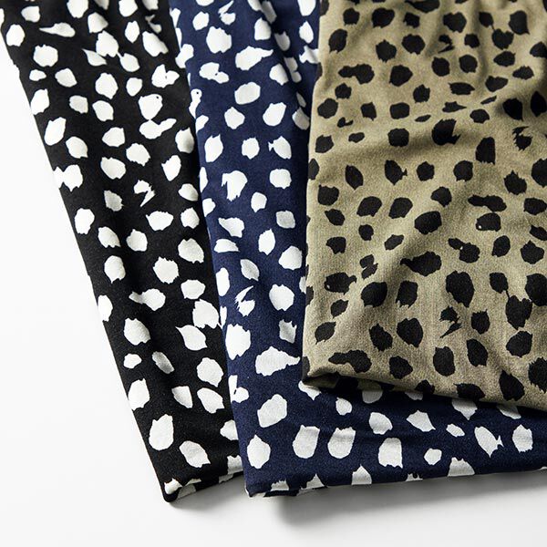 jersey di viscosa, motivo a pois effetto leopardato – nero/bianco, image number 5