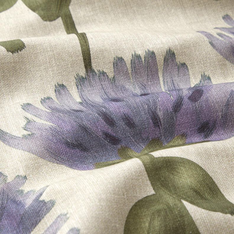 tessuto arredo mezzo panama Trifoglio fiorito – grigio blu/tortora chiaro,  image number 6