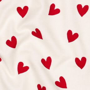 flanella di cotone cuori | Poppy Fabrics – avorio/rosso carminio,  flanella di cotone cuori | Poppy Fabrics – avorio/rosso carminio,
