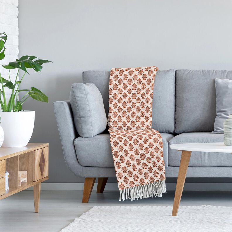 tessuto trapuntato mussola Tralci e fiori – marrone/blu notte,  image number 5