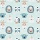 popeline di cotone animali in festa – azzurro,  thumbnail number 1