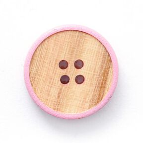 bottone in legno 4 fori  – beige/rosa, 