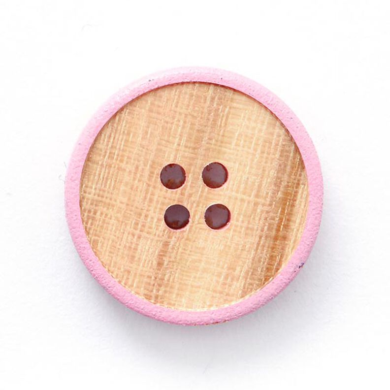 bottone in legno 4 fori  – beige/rosa,  image number 1