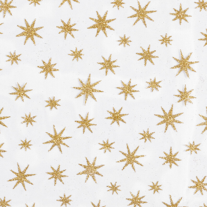 Tulle con stelle brillanti – bianco/oro,  image number 1