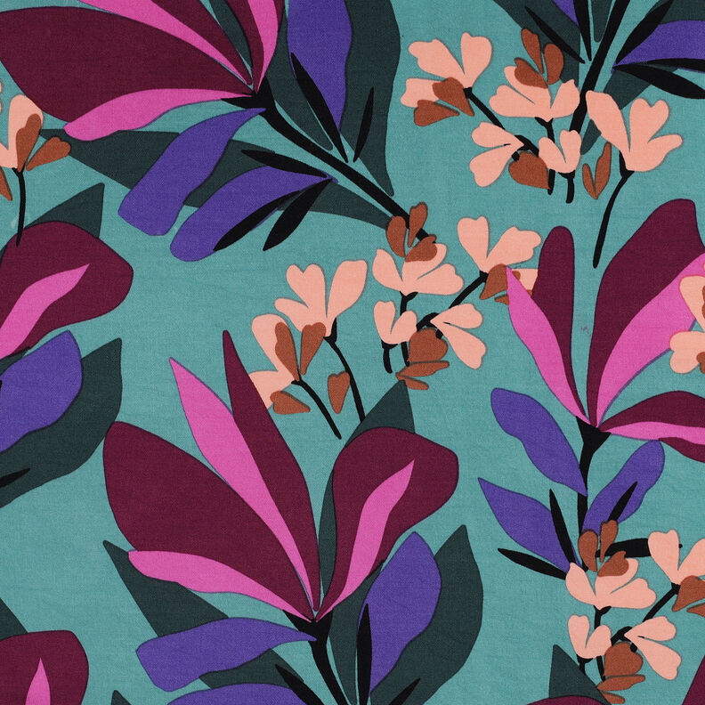 tessuto in viscosa stretch Spring Garden | Nerida Hansen – azzurro/rosso Bordeaux,  image number 1