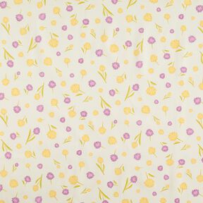tessuto arredo mezzo panama Piccoli fiori primaverili – bianco lana/giallo vaniglia, 