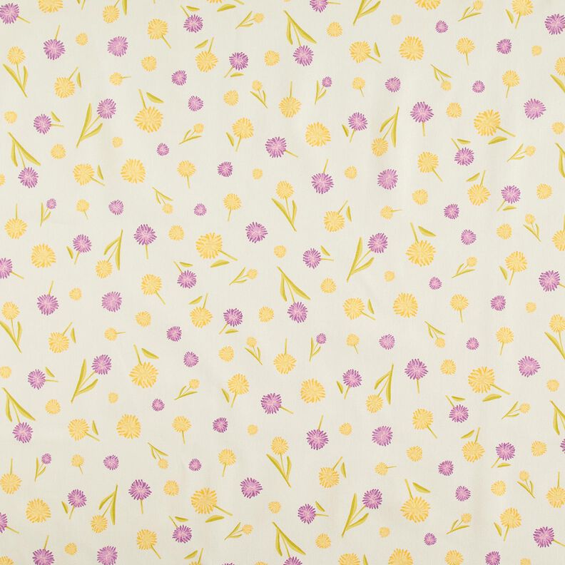 tessuto arredo mezzo panama Piccoli fiori primaverili – bianco lana/giallo vaniglia, image number 1