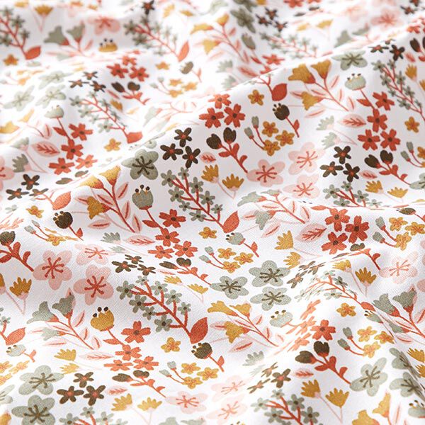 tessuto in cotone cretonne fiori in filigrana – arancione/bianco,  image number 2