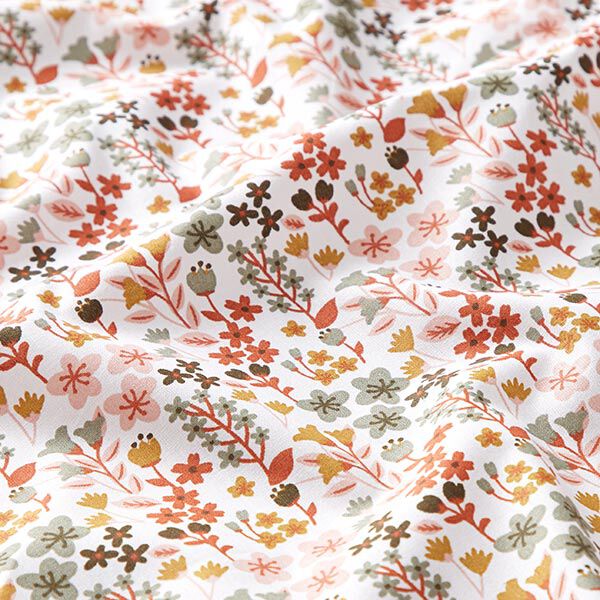 tessuto in cotone cretonne fiori in filigrana – arancione/bianco,  image number 2