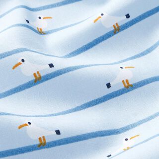 popeline di cotone gabbiani e righe – blu cielo, 