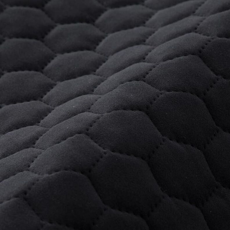tessuto tappezzeria velluto trapuntato motivo a nido d’ape – nero,  image number 2