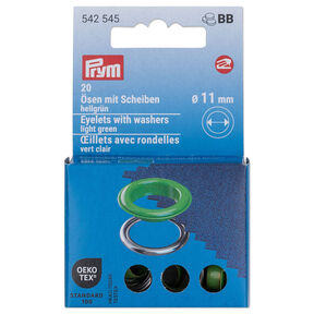 Occhielli con rondelle [20 pezzi | Ø 11 mm] | Prym – verde chiaro/argento effetto metallizzato, 