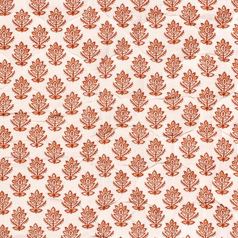 tessuto trapuntato mussola Tralci e fiori – marrone/blu notte,  image number 3