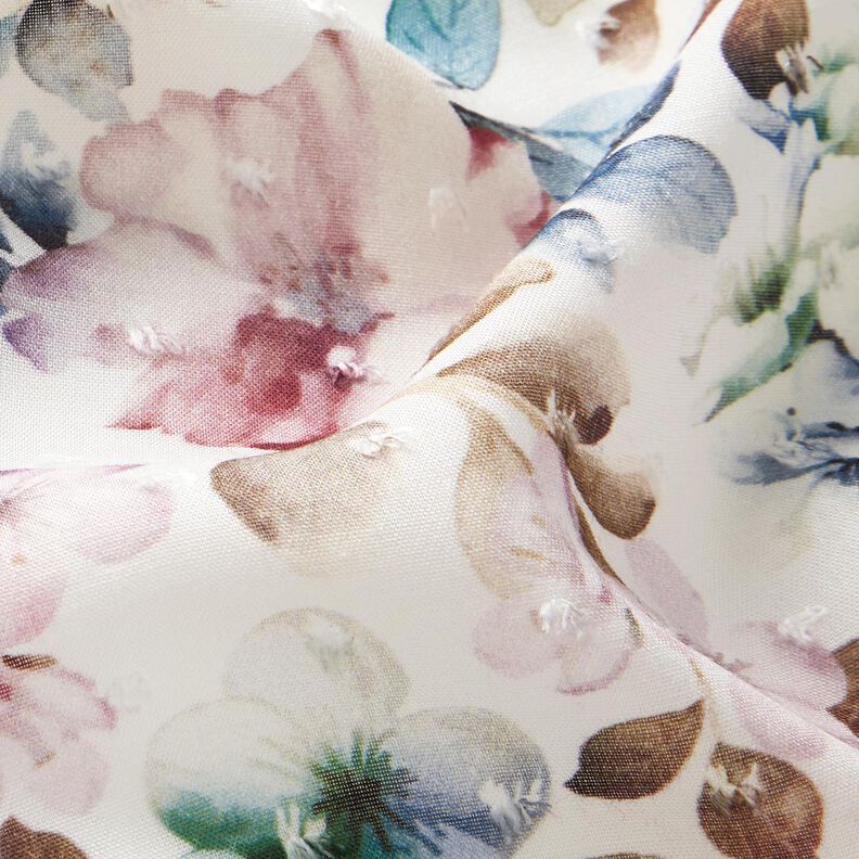 Tessuto in viscosa Dobby a fiori acquerellati – crema,  image number 2