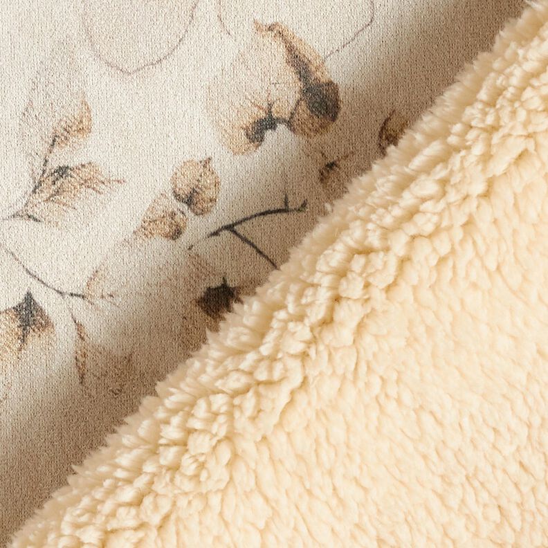 Velluto elasticizzato con rovescio in Sherpa e delicati fiori | Katia Fabrics – naturale,  image number 5