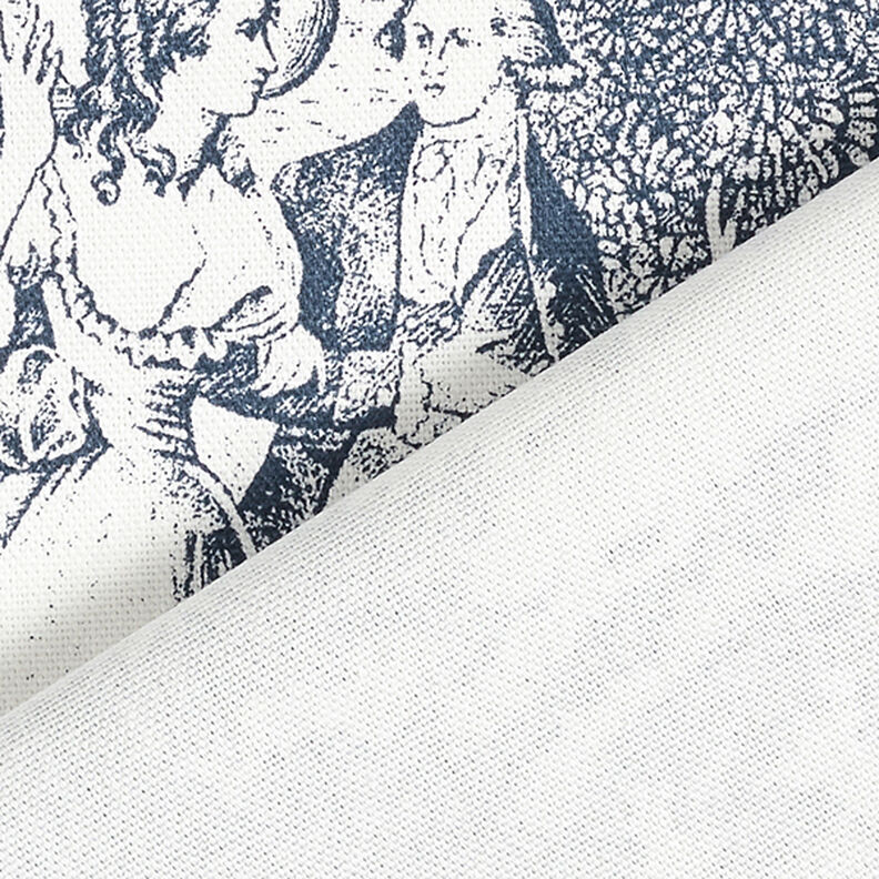 tessuto arredo mezzo panama toile de jouy – blu marino/bianco lana,  image number 5