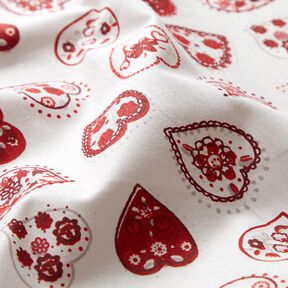 tessuto in cotone cretonne Cuoricini – bianco/rosso scuro, 