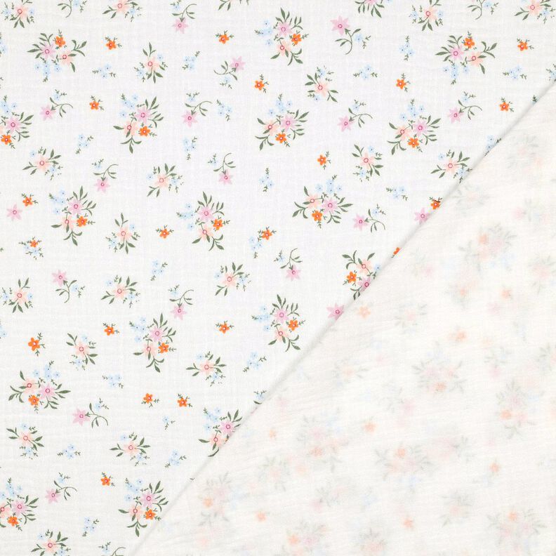 GOTS mussolina / tessuto doppio increspato Graziosi fiorellini | Poppy Fabrics – avorio/arancione, image number 4