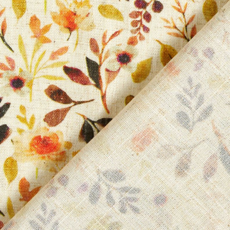 misto lino viscosa Fogliame autunnale &ndash; beige chiaro/arancione,  image number 4