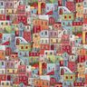 tessuto arredo gobelin Piccola città variopinta – rosso carminio/blu,  thumbnail number 1