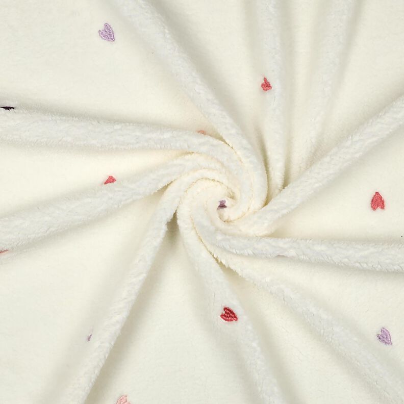 tessuto peluche Cuori ricamati | Poppy Fabrics – avorio/rosé,  image number 3