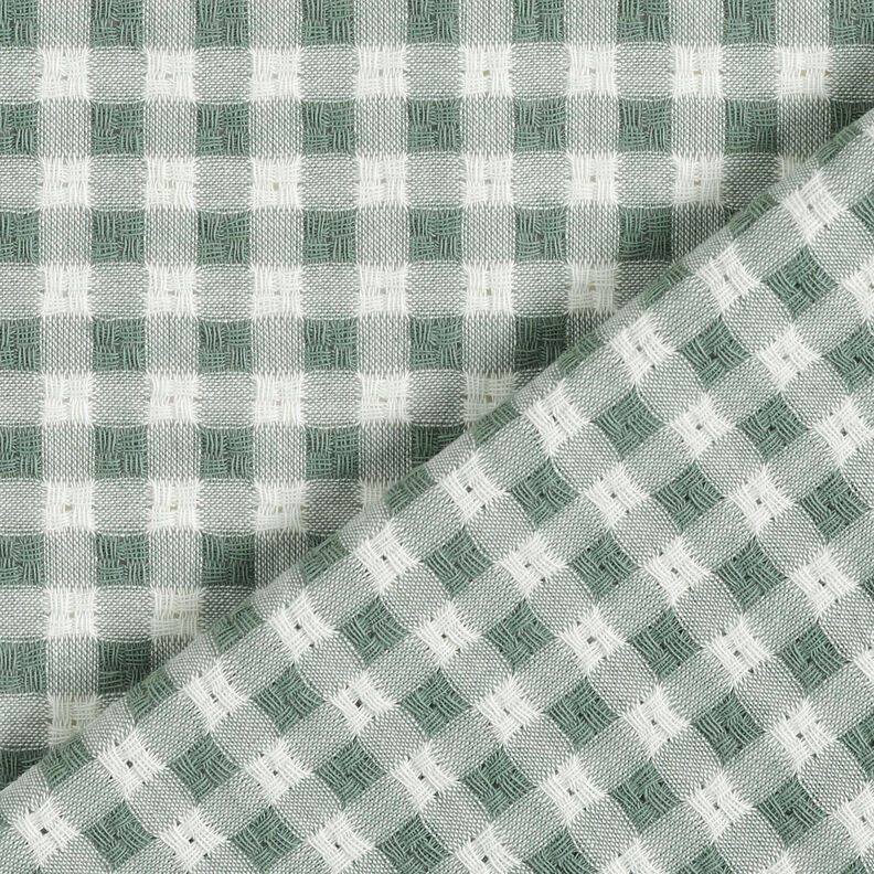 Tessuto in cotone a quadri strutturati – bianco/canna palustre,  image number 5