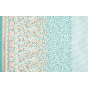 viscosa voile Disegno di bordura floreale Paisley – blu, 
