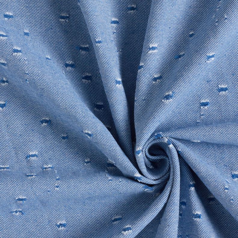 Tessunto Denim misto cotone look distrutto – blu reale,  image number 1
